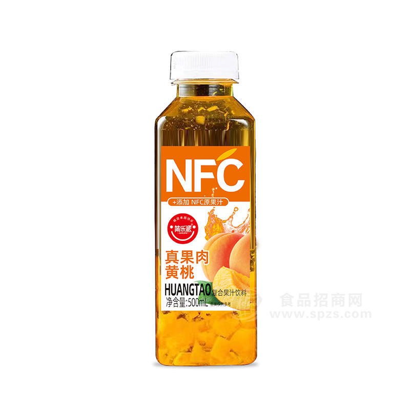 简乐派真果肉黄桃NFC原果汁饮料瓶装招商500ml