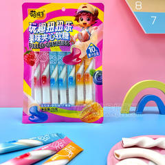 萌孩子玩趣扭扭乐果味夹心软糖蓝莓味+草莓味+芒果味袋装招商7