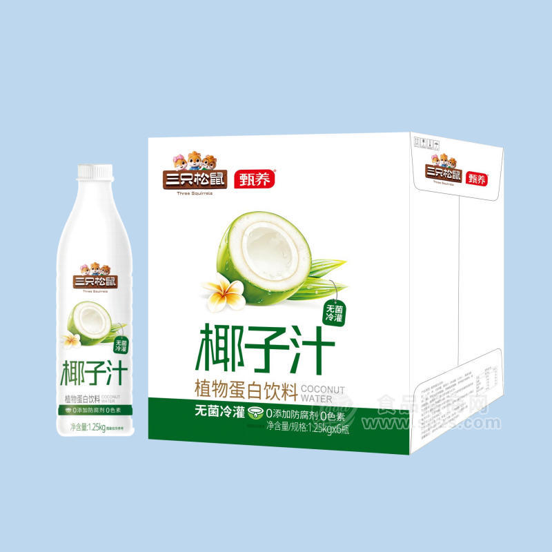 三只松鼠椰子汁植物蛋白飲料箱裝招商1.25kg×6瓶