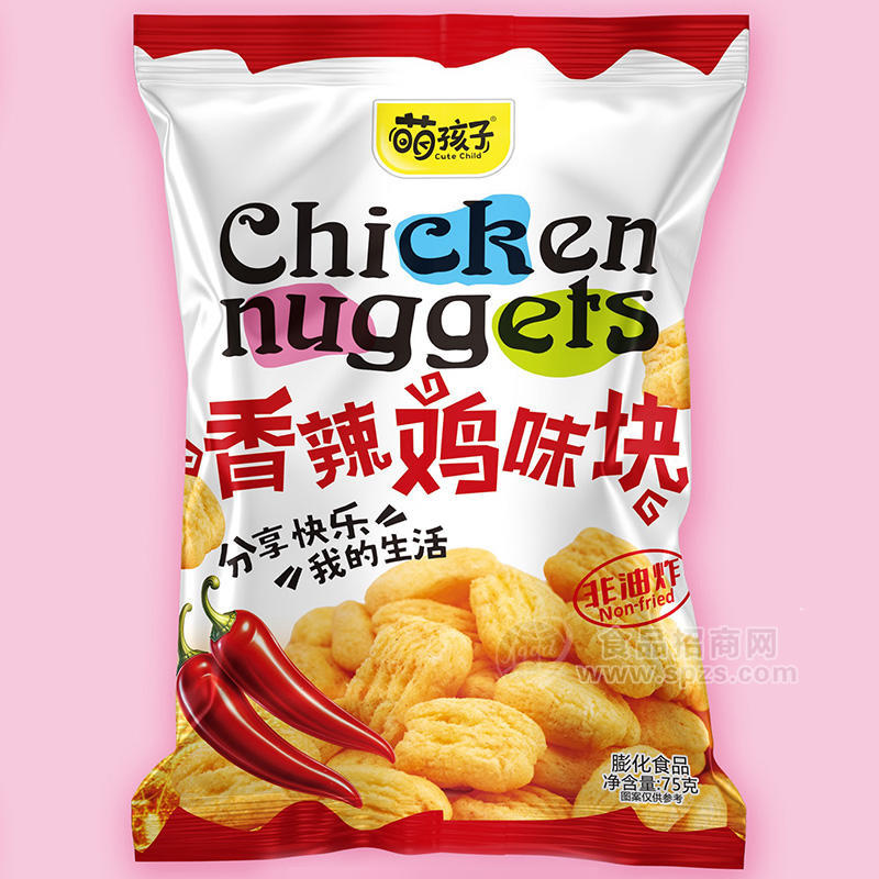 萌孩子香辣鸡味块非油炸膨化食品袋装招商75g