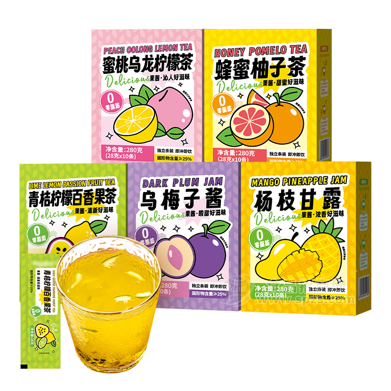 雨子坊爆款果酱茶蜜桃乌龙柠檬茶 青桔柠檬百香果茶