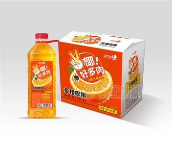 優(yōu)洋金橙椰果果粒果汁飲料2升×6瓶大瓶添加椰肉