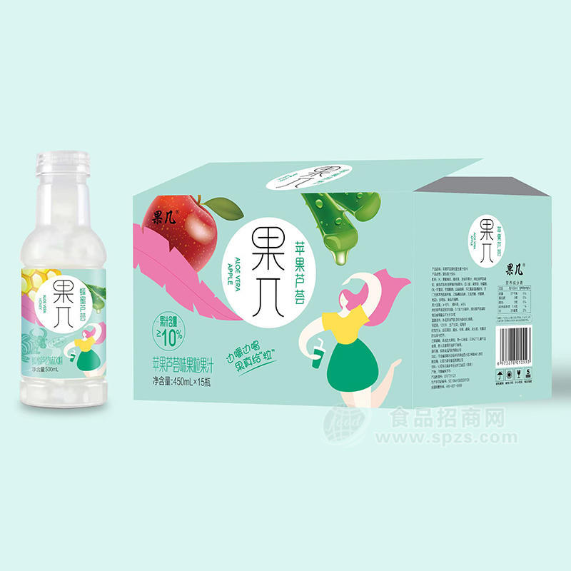 果几苹果芦荟味果粒果汁饮料450mlx15瓶