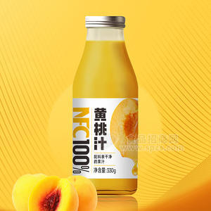 惠果源NFC100%玻璃瓶黃桃汁果汁飲料餐飲渠道330g