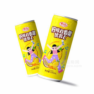有情郎柠檬百香果优异C果粒果汁饮料罐装招商330ml