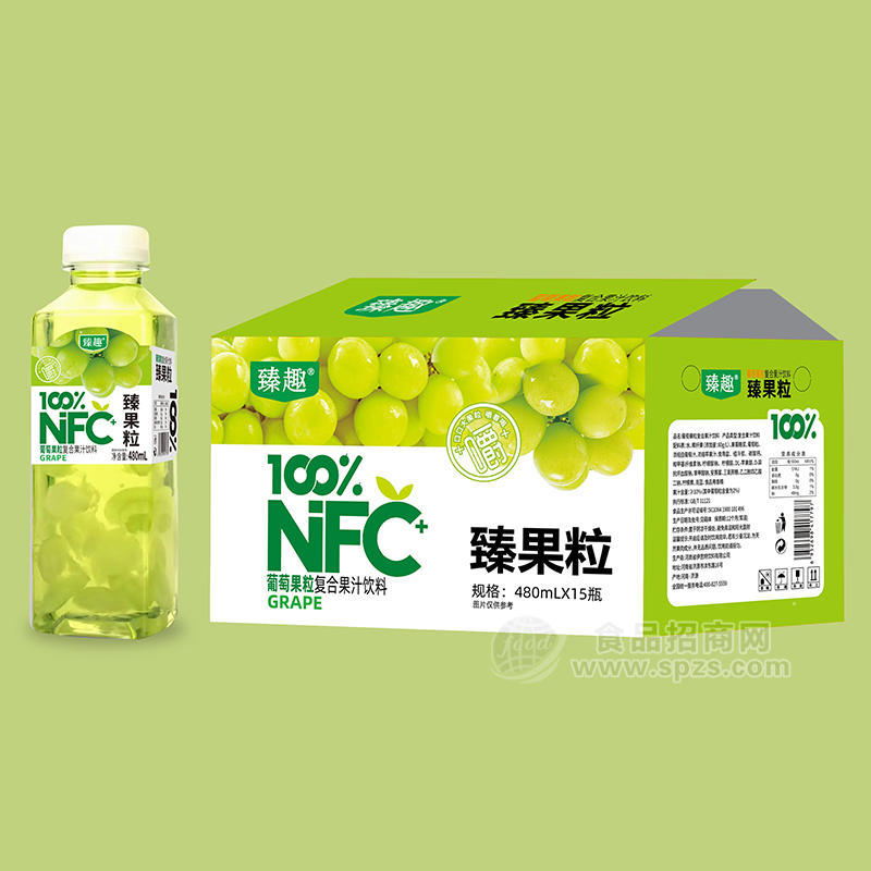 臻趣100%NFC+葡萄果粒復(fù)合果汁飲料480mlx15瓶