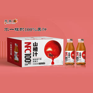 惠果源NFC100%玻璃瓶山楂汁果汁飲料330gx15瓶