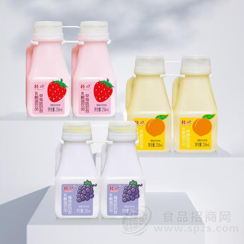 轻欢四联杯乳酸菌饮品乳饮料258ml招商
