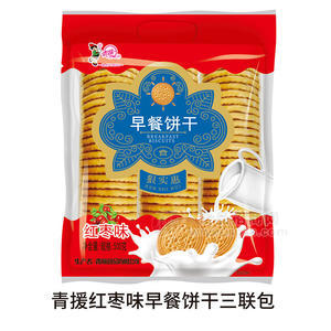 青援红枣味早餐饼干三联包袋装招商500g