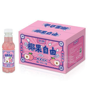 眾口妙椰果自由蜂蜜蜜桃椰果復合果汁飲料箱裝450ml×15瓶