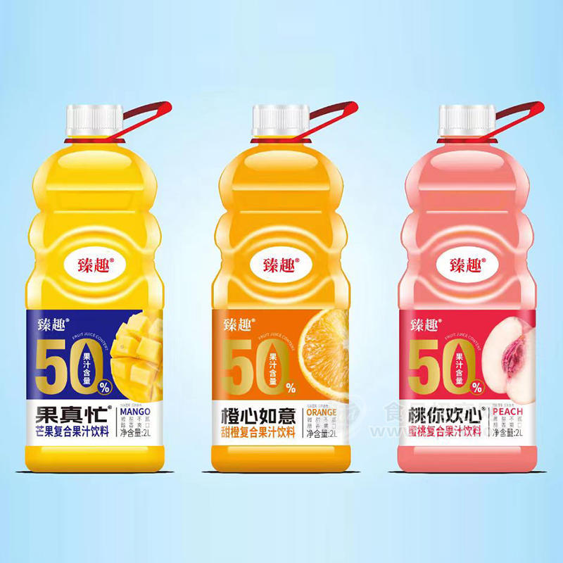 臻趣芒果甜橙蜜桃复合果汁饮料2L