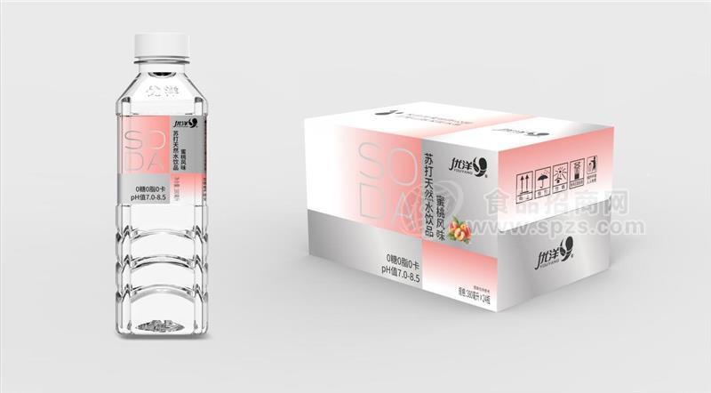 优洋苏打天然水饮品蜜桃味380毫升×24瓶瓶装水