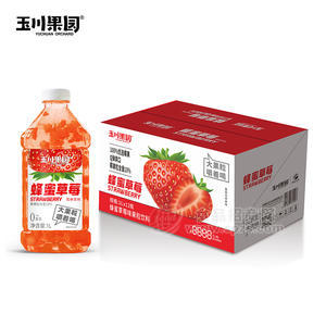 玉川果園蜂蜜草莓味果粒飲料風(fēng)味飲料1LX12瓶