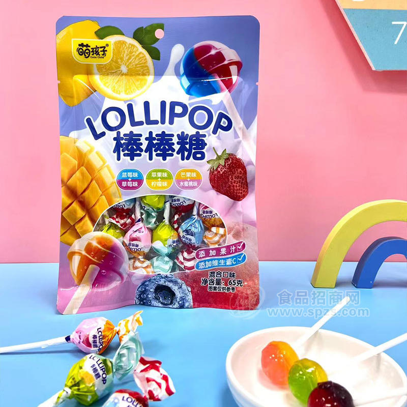 萌孩子棒棒糖混合口味袋装招商65g