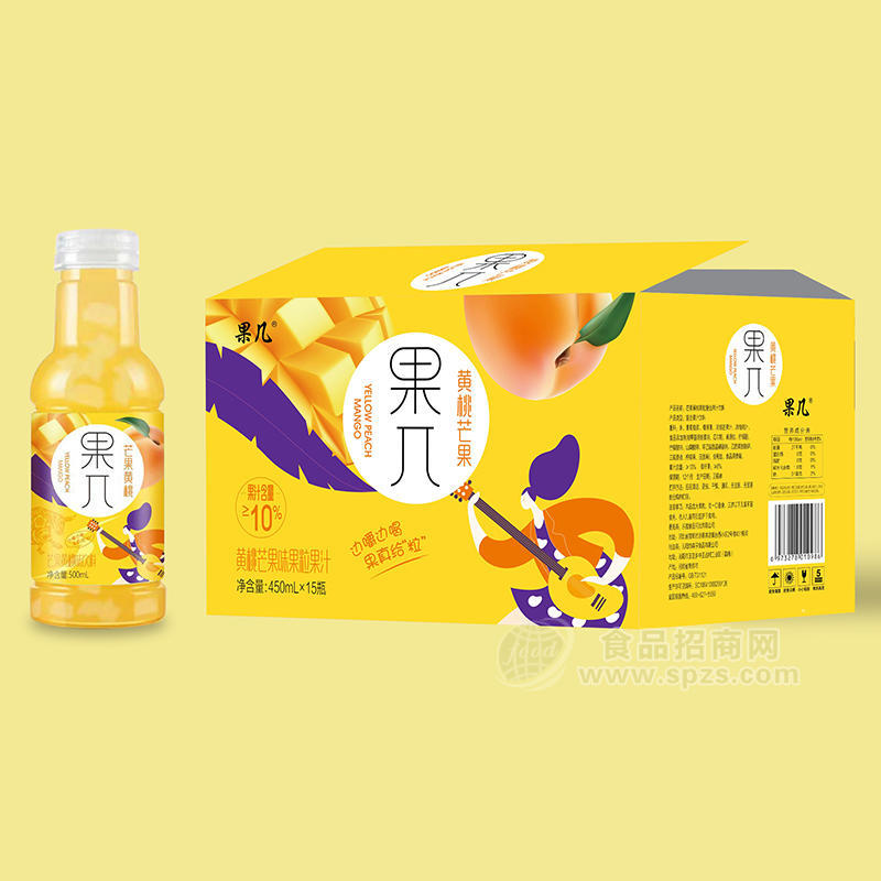 果幾黃桃芒果味果粒果汁飲料450mlx15瓶