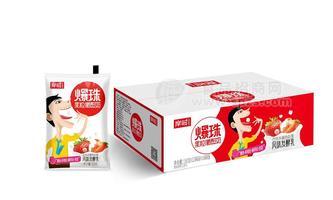 岸時(shí)草莓味果粒嚼酸奶爆珠風(fēng)味發(fā)酵乳飲料150g