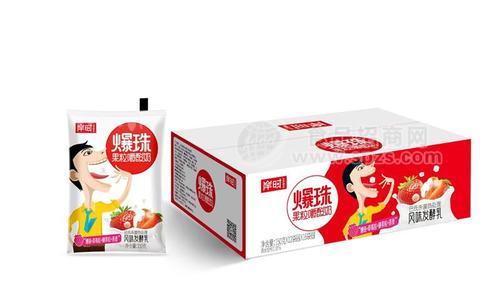 岸時草莓味果粒嚼酸奶爆珠風味發(fā)酵乳飲料150g