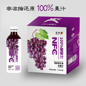 惠果源100%葡萄汁nfc果汁飲料箱裝招商1kg×6瓶