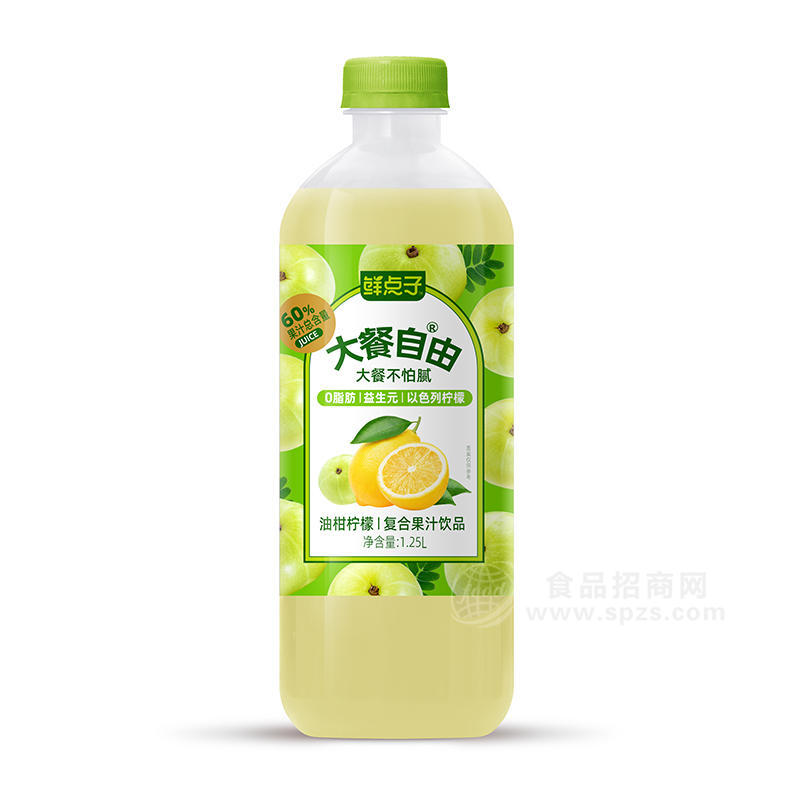 鮮點(diǎn)子大餐自由油柑檸檬復(fù)合果汁飲品瓶裝招商1.25L