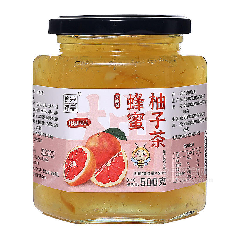 食尖津品蜂蜜柚子茶500g瓶裝果醬茶果肉含量≥25%