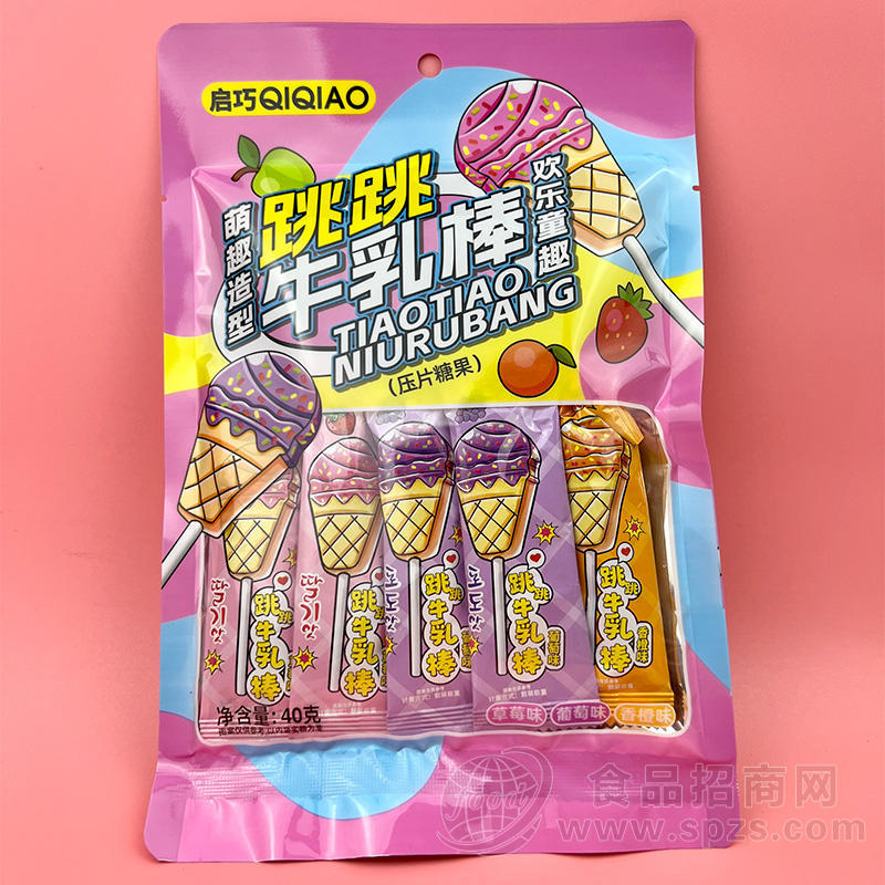 启巧萌趣造型跳跳牛乳糖压片糖果休闲食品40g