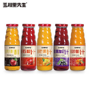 玉川黑先生混合口味果汁饮料玻璃瓶招商330ml
