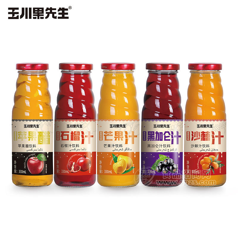 玉川黑先生混合口味果汁饮料玻璃瓶招商330ml