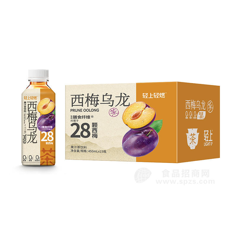 輕上輕燃西梅烏龍果汁茶450ml×15瓶膳食纖維零蔗糖零香精