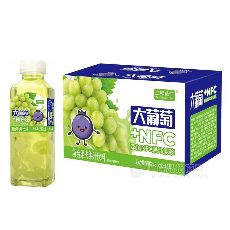 三稞菓仔葡萄果肉复合果汁真果肉饮料箱装招商500ml×15瓶 