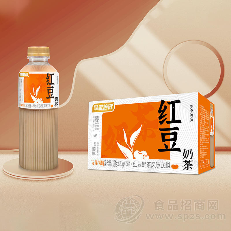 唯唯倍健红豆奶茶风味饮料箱装招商620g×15瓶