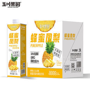 玉川果源蜂蜜鳳梨大椰果風(fēng)味果粒飲料箱裝招商1.5L×6瓶