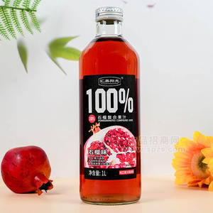 匯果時光100%石榴復(fù)合果汁石榴味果汁飲料招商1L