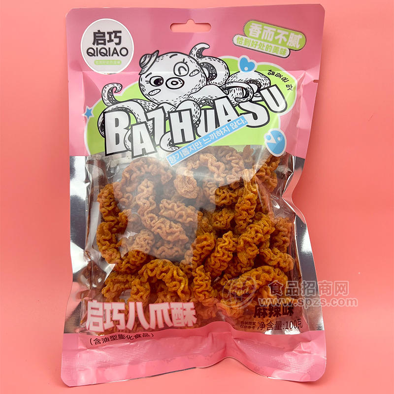 啟巧八爪燒麻辣味膨化食品招商100g