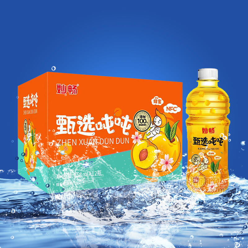 妙畅甄选吨吨蜜桃味果汁饮料招商750ml×12瓶