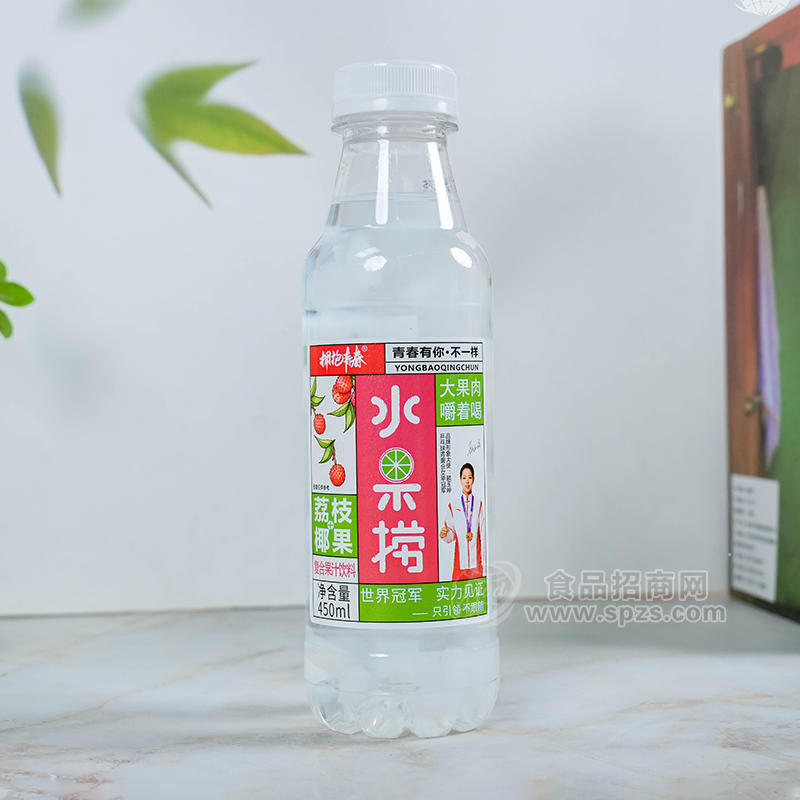 拥抱青春荔枝椰果复合果汁饮料瓶装招商450ml