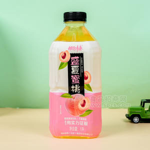 擁抱青春盛夏蜜桃果味飲料瓶裝招商1L