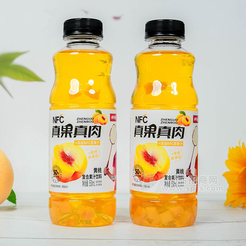 拥抱青春黄桃复合果汁饮料真果真肉瓶装招商550ml