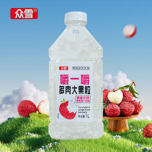 眾雪蜂蜜荔枝果粒果汁飲料多肉大果粒瓶裝招商1L