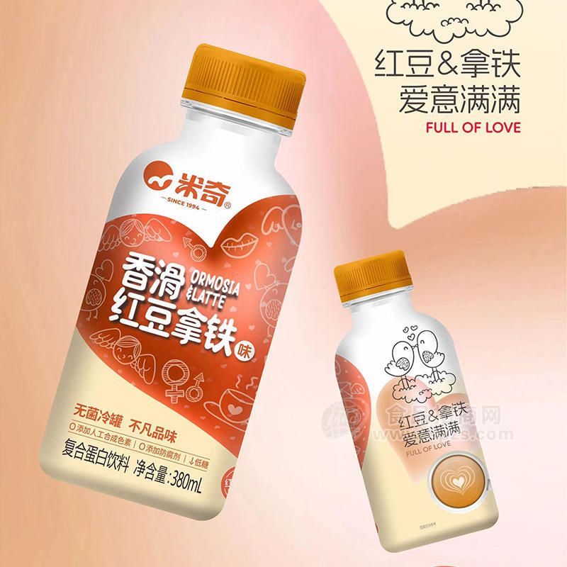 米奇香滑紅豆拿鐵味復(fù)合蛋白飲料招商380ml