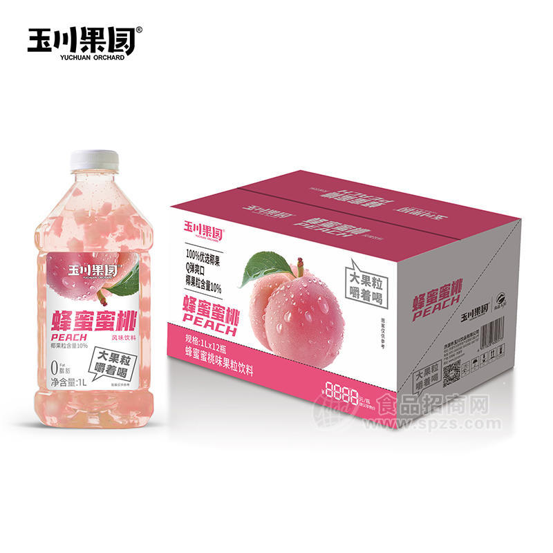 玉川果园蜂蜜蜜桃0脂肪风味饮料招商1L×6瓶