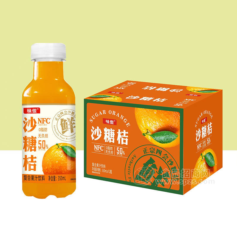 味傲沙糖桔50%无负担复合果汁饮料招商350ml×12瓶 