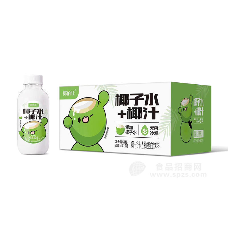 椰佰旺椰子水椰汁无菌冷灌箱装饮料招商380ml×15瓶