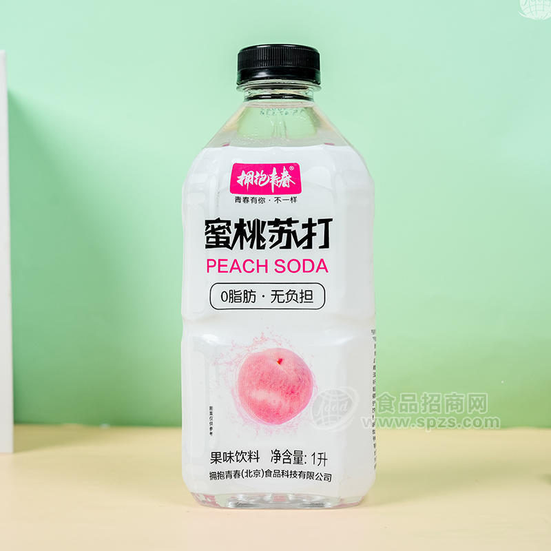 拥抱青春蜜桃苏打果味饮料瓶装招商1L 