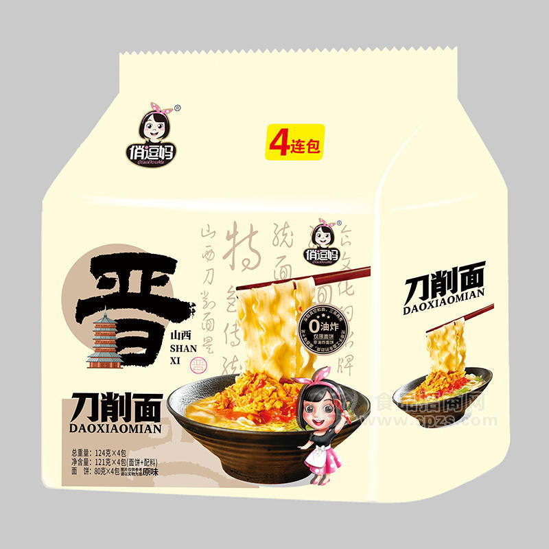 俏逗妈原味刀削面方便食品4连包招商124g×4包