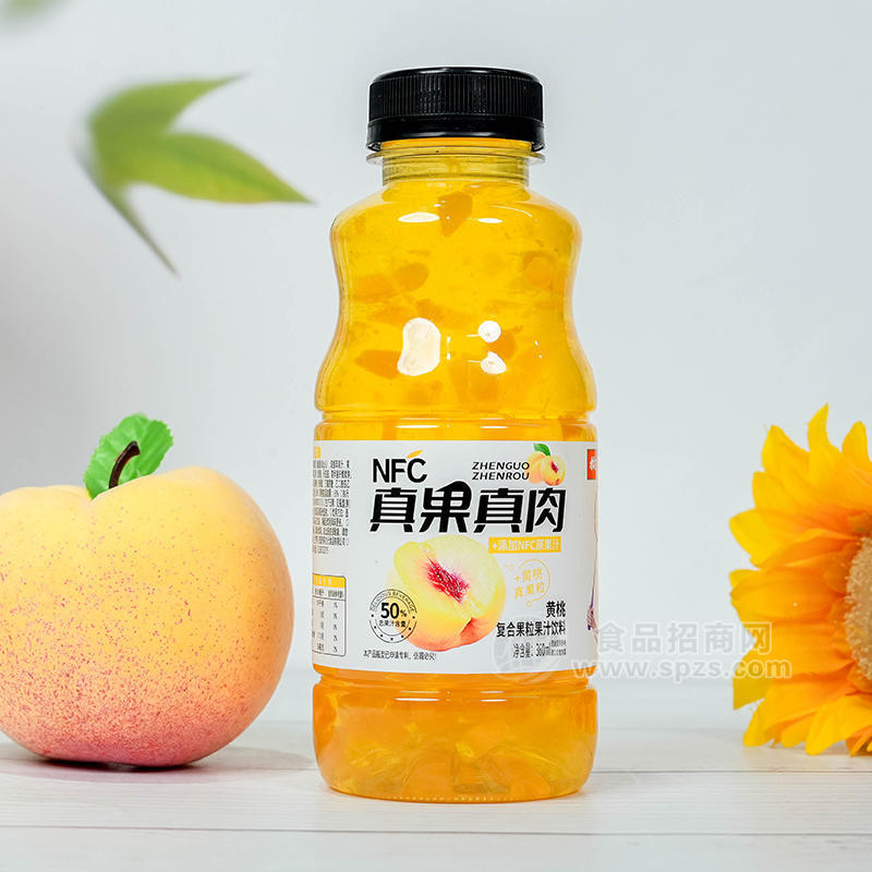 拥抱青春黄桃复合果汁饮料真果真肉瓶装招商360ml