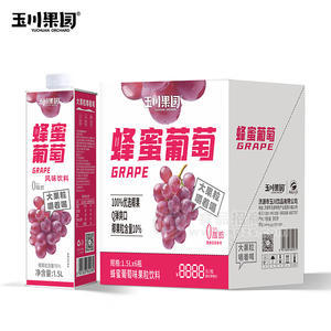 玉川果園蜂蜜葡萄0脂肪風(fēng)味飲料招商1.5L×6瓶