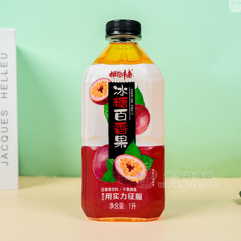 拥抱青春冰糖百香果果味饮料瓶装招商1L
