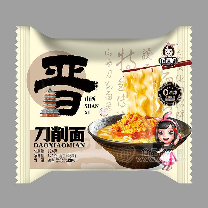 俏逗妈原味刀削面方便食品袋装招商124g