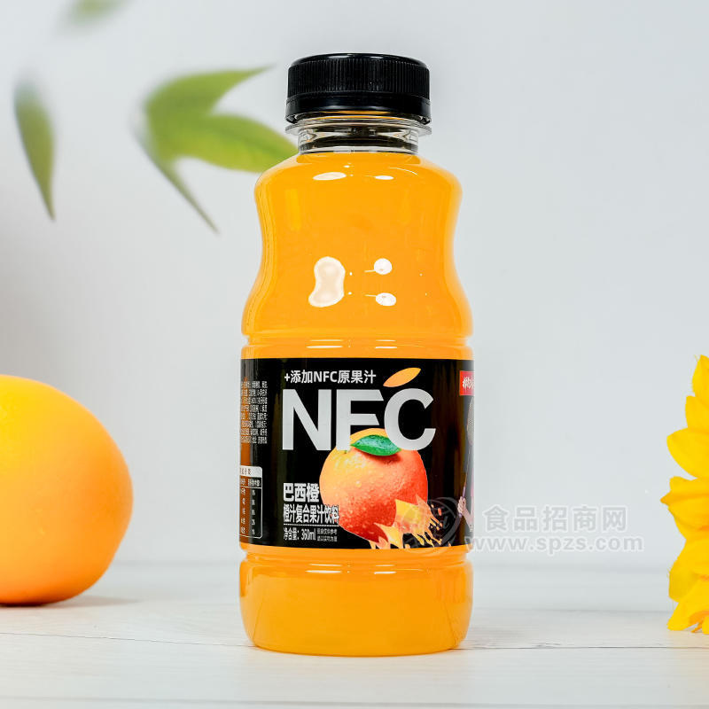 拥抱青春巴西橙nfc复合果汁饮料瓶装招商350ml