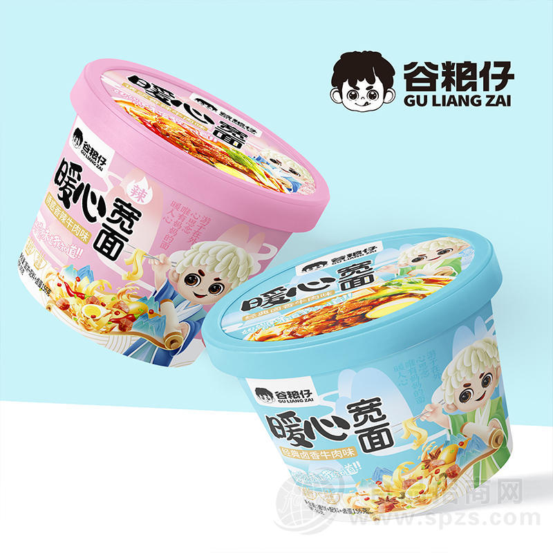 谷粮仔暖心宽面混合牛肉味桶装招商156g